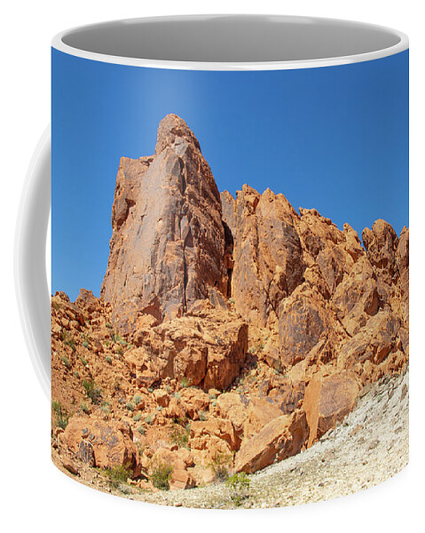 Valley Of Fire Nevada Blue Sky Vegetation Red Rock 2 2 3142020 0256 Coffee Mug featuring the photograph valley of fire Nevada blue sky vegetation red rock 2 2 3142020 0256 by David Frederick