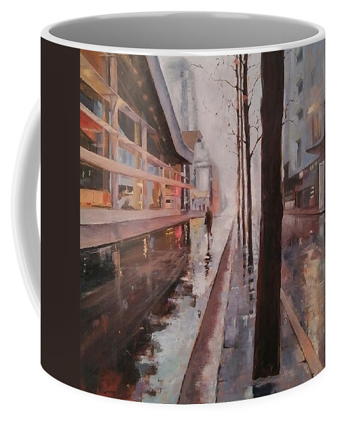 Cityscape Coffee Mug featuring the painting Vancouver 7 am by Sheila Romard