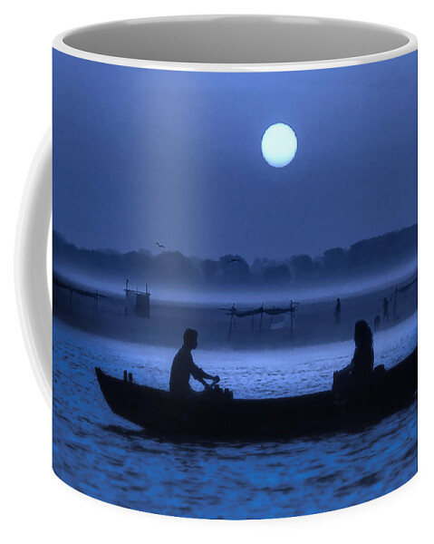Photography Coffee Mug featuring the photograph Varanasi Boat Ride at Night by Craig Boehman