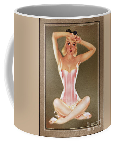 Varga Girl In A Pink Corset by Alberto Vargas Vintage Pin-Up Girl Art Coffee Mug by Xzendor7