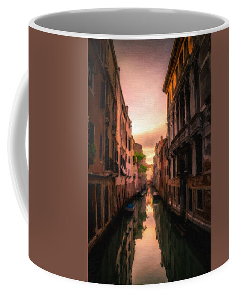 Venice Coffee Mug featuring the painting Venice Canal Italy by Tony Rubino