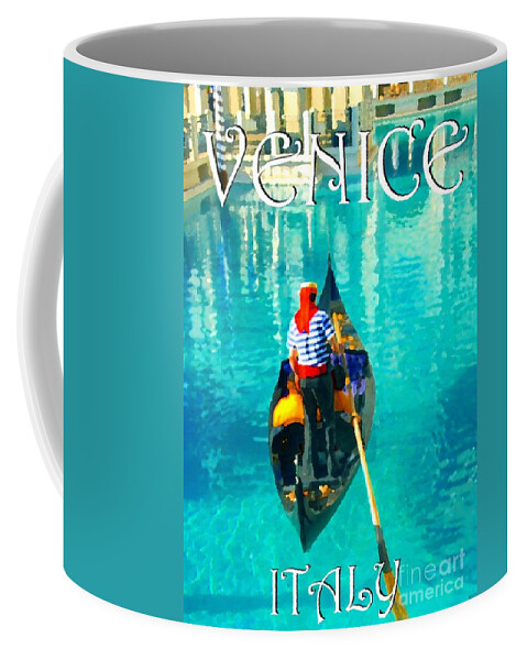 Venice Coffee Mug featuring the mixed media Venice Italy travel poster by David Lee Thompson