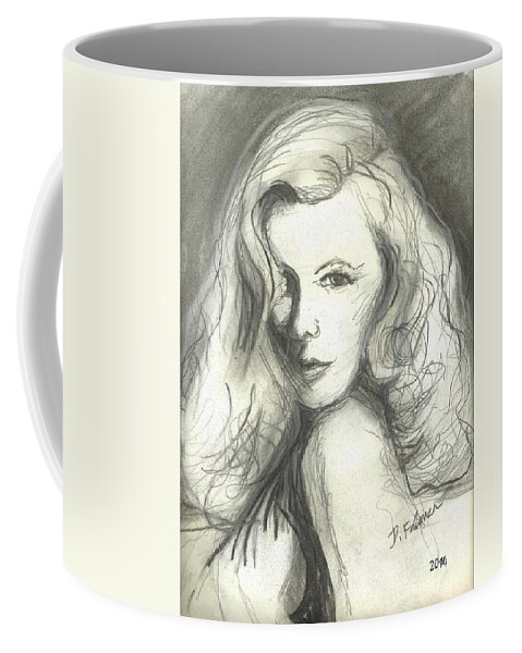 Female Face Coffee Mug featuring the mixed media Veronica Lake by Denise F Fulmer