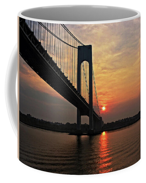 Sunrise Coffee Mug featuring the photograph Verrazano Bridge at Dawn by Susan Savad