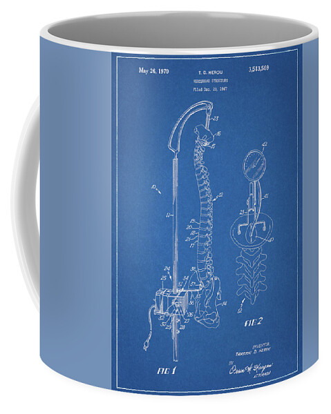 Vertebrae Patent Blueprint Coffee Mug featuring the drawing Vertebrae Patent Blueprint by Dan Sproul