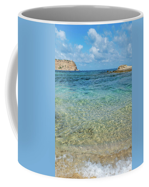 Sa Mesa Longa Coffee Mug featuring the photograph Vertical Depth - Sa Mesa Longa's Welcoming Waves by Benoit Bruchez