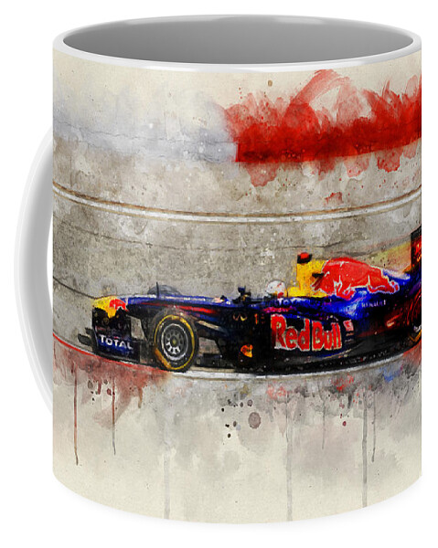 Formula 1 Coffee Mug featuring the digital art Vettel 2011 by Geir Rosset