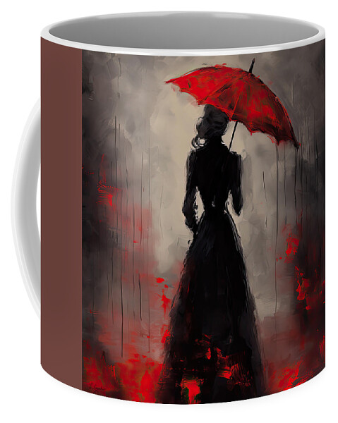 Victorian Lady Coffee Mug featuring the digital art Victorian Lady With Parasol by Lourry Legarde