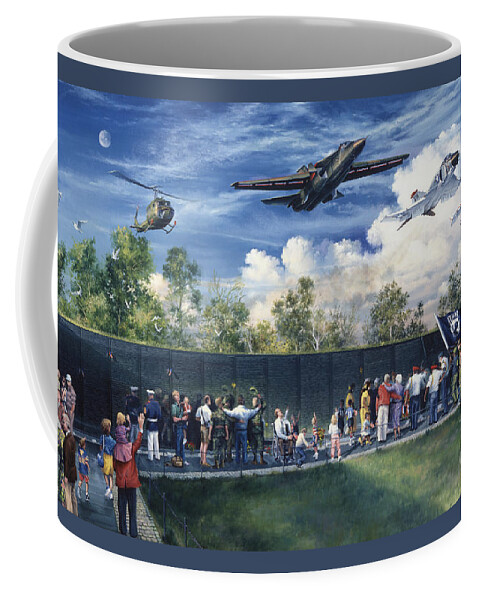 Vietnam Coffee Mug featuring the painting Vietnam Veterans Memorial Flyover by Randy Green
