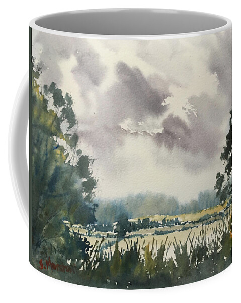 Landscape Coffee Mug featuring the painting View from a Wolds Road by Glenn Marshall