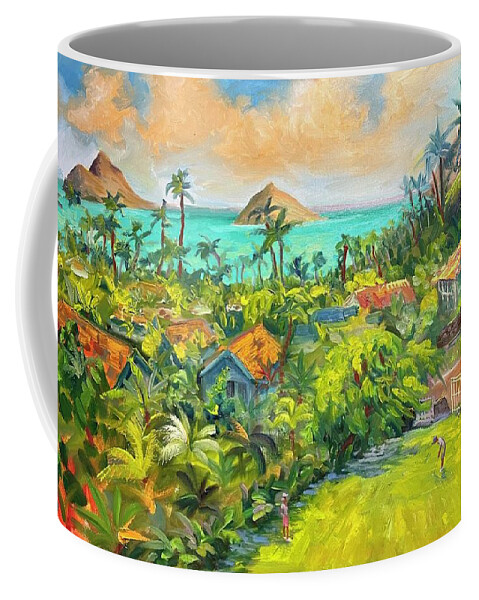 Hawaii Coffee Mug featuring the painting View from Above by Alla Parsons