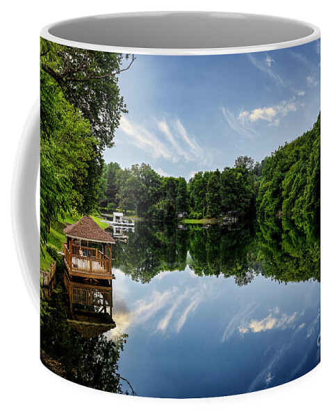 South Fork Coffee Mug featuring the photograph View from Nellie Pratt swinging bridge by Shelia Hunt