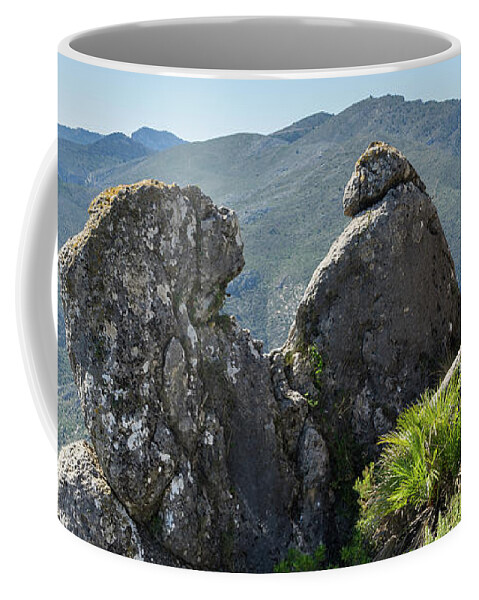 Mountains Coffee Mug featuring the photograph Rock formation and Mediterranean mountain landscape by Adriana Mueller