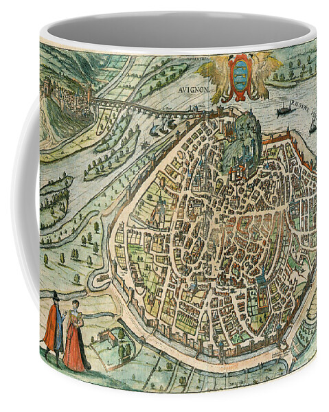 1575 Coffee Mug featuring the photograph View Of Avignon, France, 1575 by Georg Braun and Franz Hogenberg