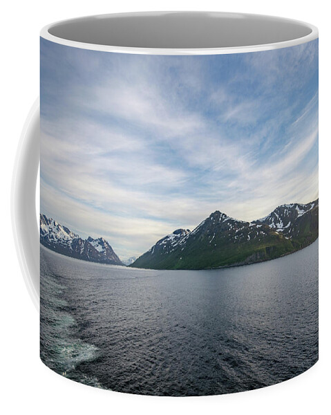 Clouds Coffee Mug featuring the photograph View of the Fjords from the Back of th Ship by Matthew DeGrushe