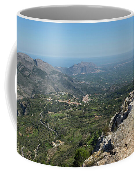 Hike Coffee Mug featuring the photograph Fields and mountains near the Mediterranean coast by Adriana Mueller