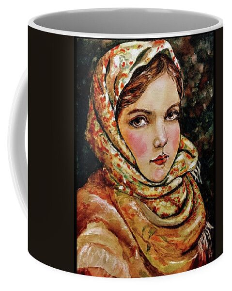 Girl Coffee Mug featuring the painting Village girl by Lana Sylber
