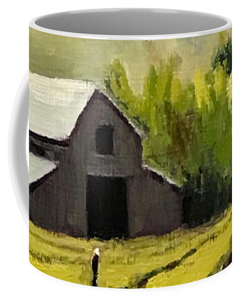 Vineyard Coffee Mug featuring the painting Vineyard Barn by Lisa Marie Smith