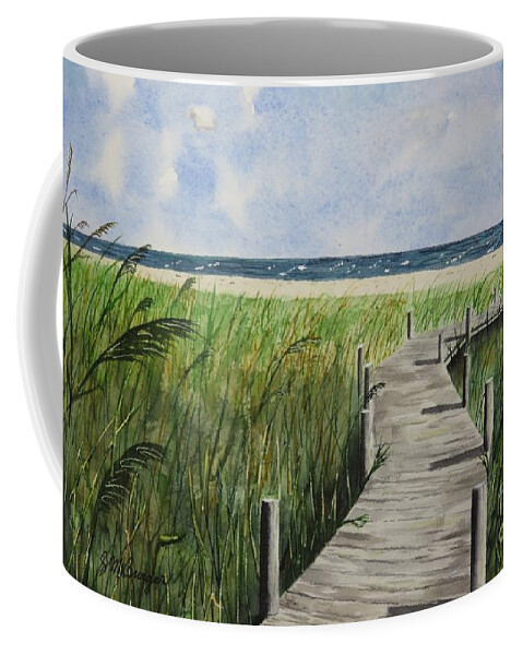 Cape Coffee Mug featuring the painting Vineyard Boardwalk by Joseph Burger