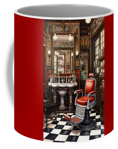 Barbershop Coffee Mug featuring the digital art Vintage Barber Shop Series 4 by Carlos Diaz