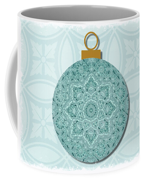 Christmas Coffee Mug featuring the digital art Vintage Blue Christmas Ornament Series 2 by Gaby Ethington