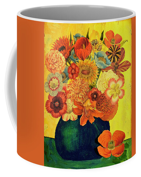 Art Tissue Coffee Mug featuring the mixed media Vintage Bouquet #1 by Lorena Cassady