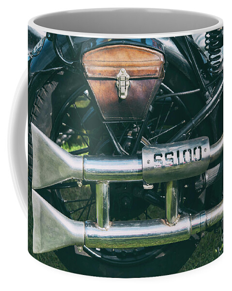  Brough Superior Coffee Mug featuring the photograph Vintage Brough Superior SS100 Motorcycle Exhaust Pipes by Tim Gainey