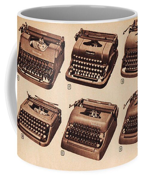 Retro Coffee Mug featuring the digital art Vintage Catalog Typewriter by Sally Edelstein