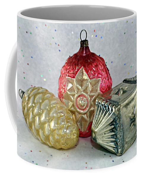 Christmas Coffee Mug featuring the photograph Vintage Christmas Ornaments by Vivian Krug Cotton