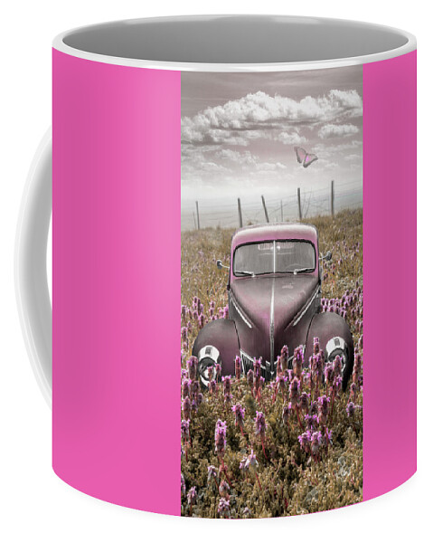 1938 Coffee Mug featuring the photograph Vintage Ford in Pinks by Debra and Dave Vanderlaan