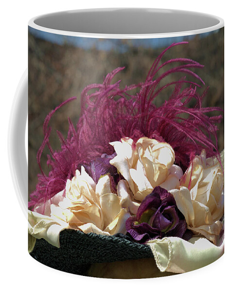 Hat Coffee Mug featuring the photograph Vintage Hat With Fabric Roses by Kae Cheatham