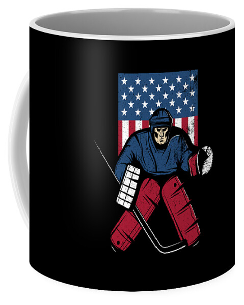 Vintage Ice Hockey Goalie Gift For Goalie USA Flag by Maximus Designs