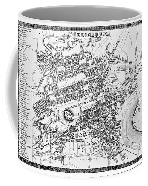 Edinburgh Coffee Mug featuring the photograph Vintage Map Edinburgh Scotland 1855 Black and White by Carol Japp