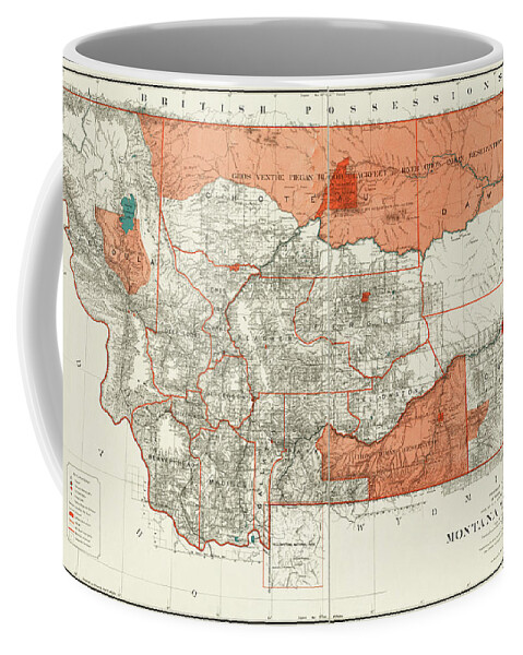 Montana Coffee Mug featuring the photograph Vintage Map State of Montana 1887 by Carol Japp