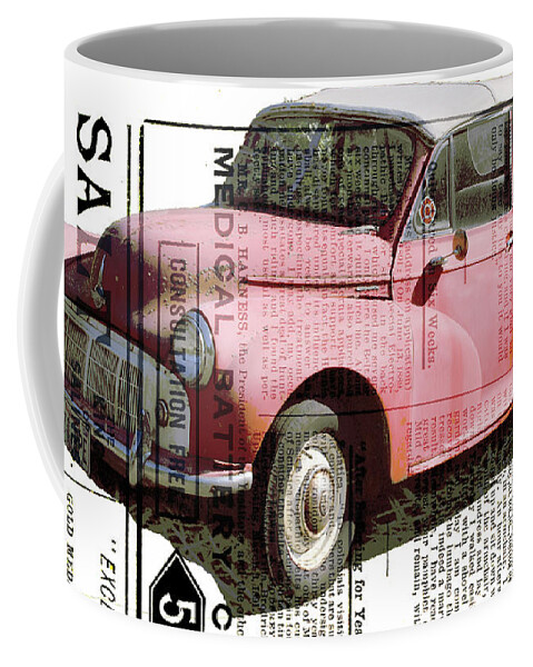 Morris Miner Coffee Mug featuring the digital art Vintage Morris Miner by Cathy Anderson