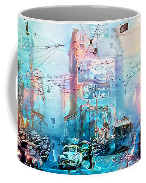 Wingsdomain Coffee Mug featuring the photograph Vintage Nostalgic 1948 Downtown Los Angeles Main Street Spring Street 9th Street 20201129 v2 Long by Wingsdomain Art and Photography