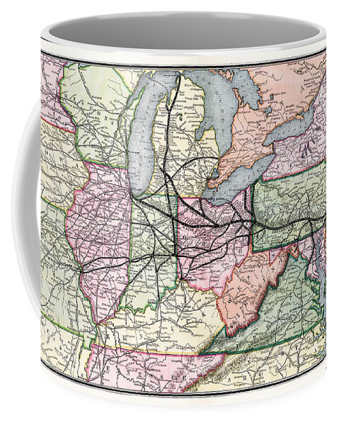 Railroad Coffee Mug featuring the photograph Vintage Railroad Map 1874 Pittsburgh and Beyond by Carol Japp