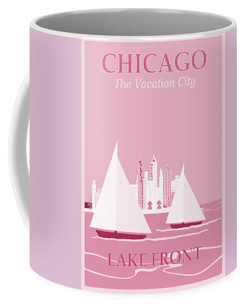 Chicago Coffee Mug featuring the photograph Vintage Travel Chicago Lakefront Candy Pink by Carol Japp