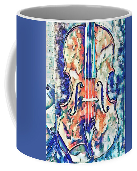  Coffee Mug featuring the mixed media Viola Front by Bencasso Barnesquiat