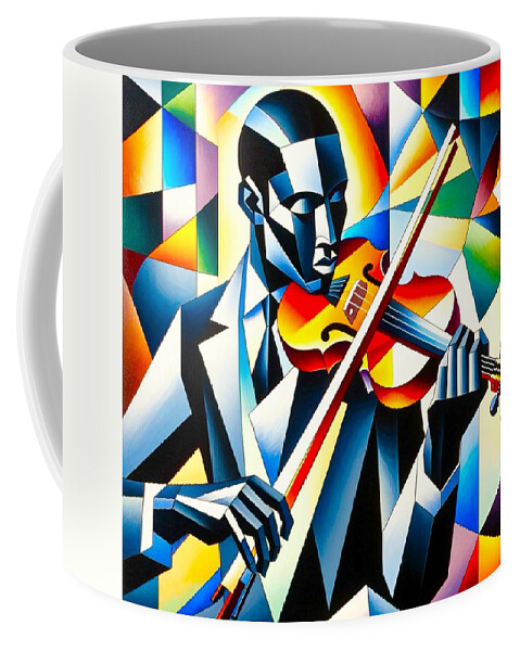 Violinist Coffee Mug featuring the painting Violinist by Emeka Okoro