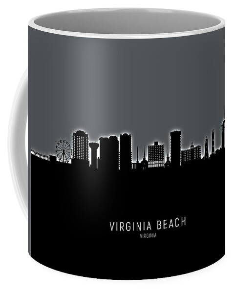 Virginia Beach Coffee Mug featuring the digital art Virginia Beach Virginia Skyline #18 by Michael Tompsett