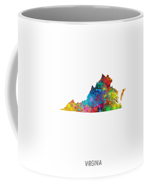 Virginia Coffee Mug featuring the digital art Virginia Watercolor Map #11 by Michael Tompsett