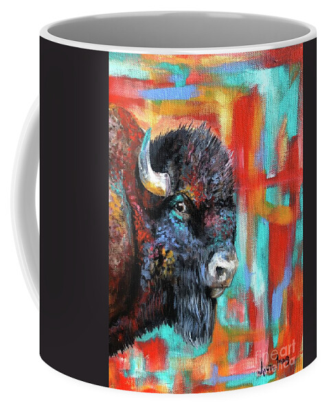 Bison Coffee Mug featuring the painting Vivid Thoughts by Averi Iris