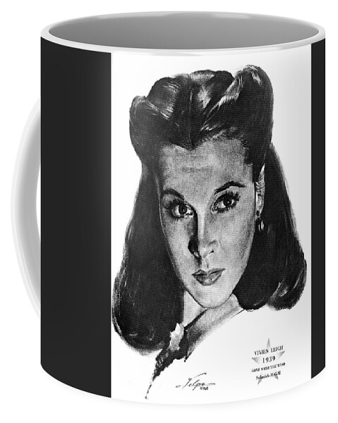 Vivien Leigh Coffee Mug featuring the drawing Vivien Leigh 2 by Volpe by Movie World Posters