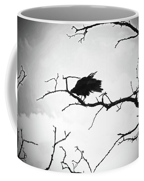  Coffee Mug featuring the digital art Volcher B/W by Fred Loring