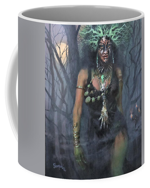  Voodoo Woman Coffee Mug featuring the painting Voodoo Woman by Tom Shropshire