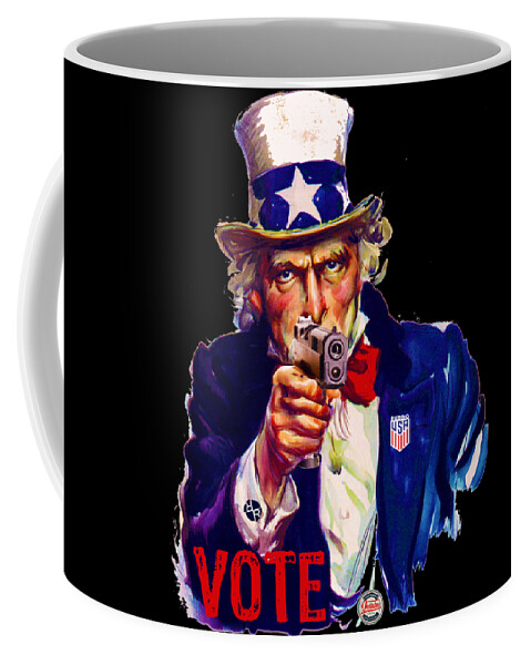 Liberty Coffee Mug featuring the painting VOTE Uncle Sam With Gun USA by Tony Rubino