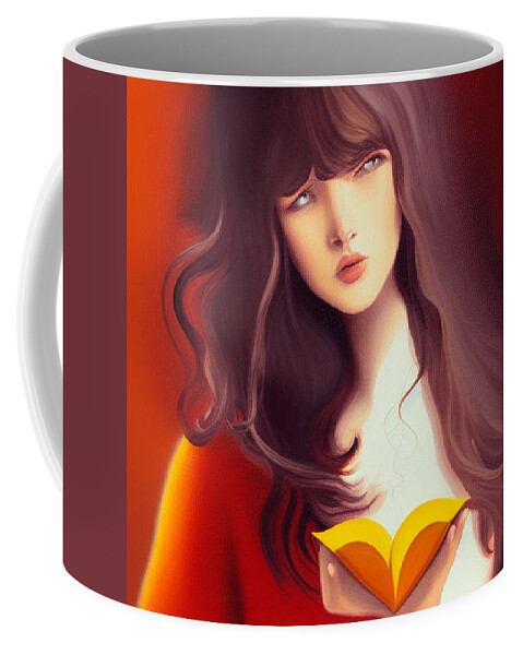 Vulnerable Coffee Mug featuring the digital art Vulnerable Girl by Caterina Christakos