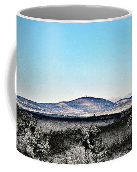 Wachusett Coffee Mug featuring the photograph Wachusett Mountain in the snow by Monika Salvan