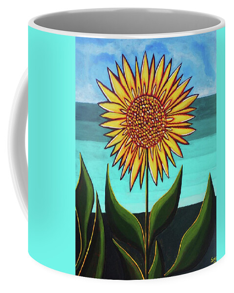  Coffee Mug featuring the painting Waiheke Sunflower 11 by Sandra Marie Adams